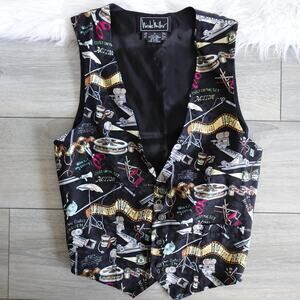 Vintage 90s Nicole Miller Silk Movie Production Actor Actress TV Film Theme Vest